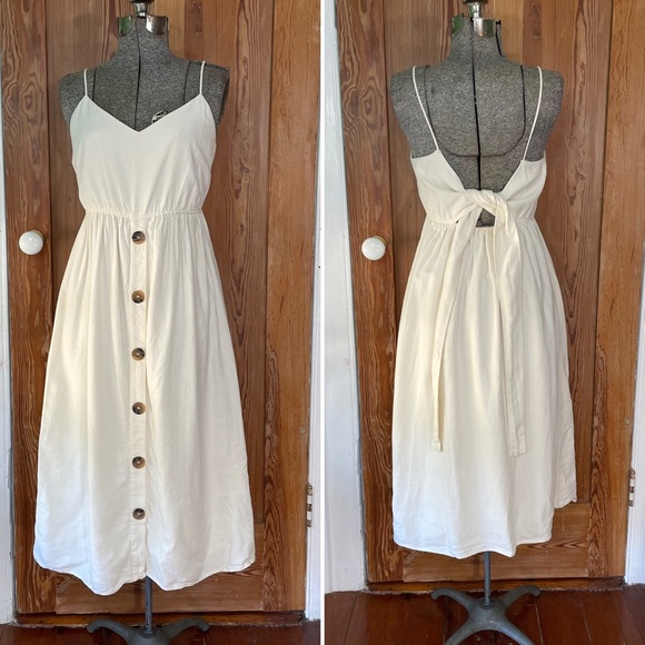 Zara Dresses & Skirts - Zara Linen Blend Open Tie Back Dress - Size Medium